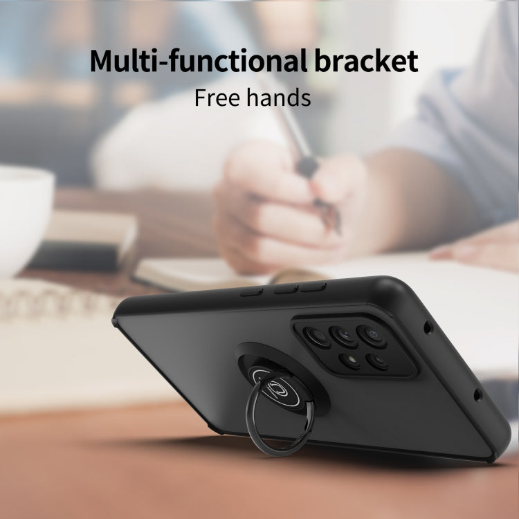 For Samsung Galaxy A52 5G / 4G Q Shadow I Ring Kickstand PC and TPU Hybrid Phone Case