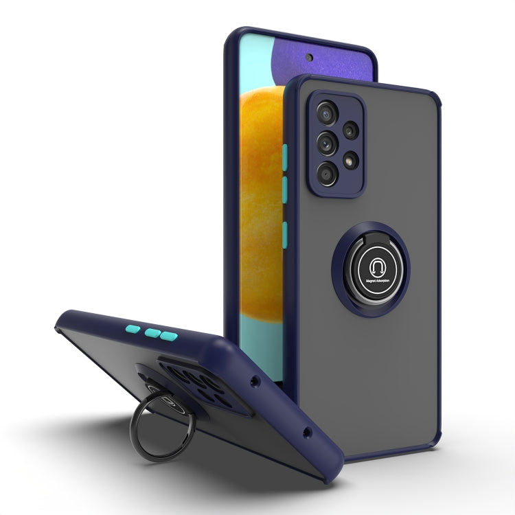 For Samsung Galaxy A52 5G / 4G Q Shadow I Ring Kickstand PC and TPU Hybrid Phone Case