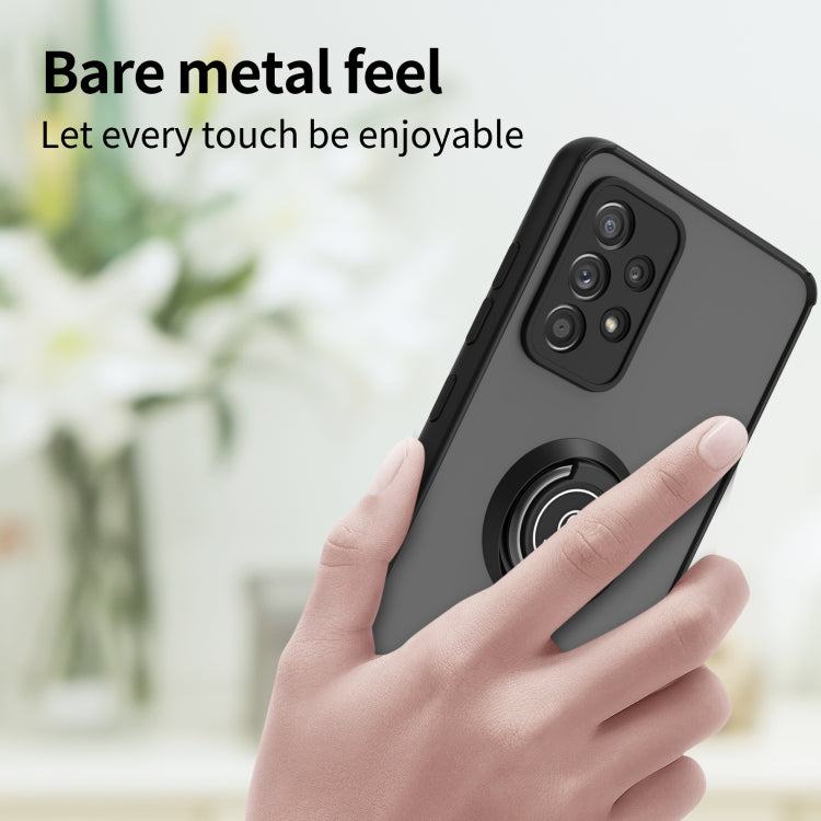 For Samsung Galaxy A52 5G / 4G Q Shadow I Ring Kickstand PC and TPU Hybrid Phone Case
