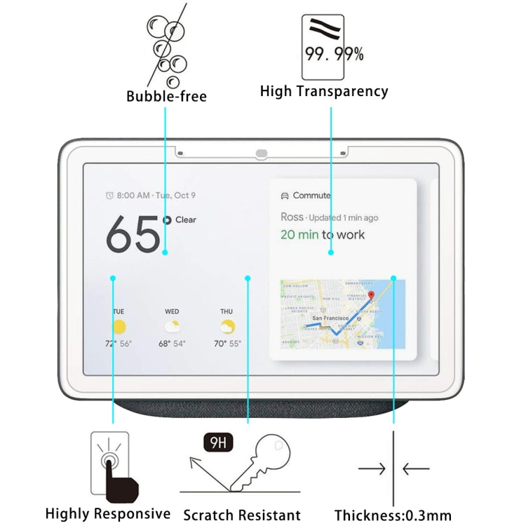 2 PCS 9H 2.5D Explosion-proof Tempered Glass Film for Google Nest Hub Max