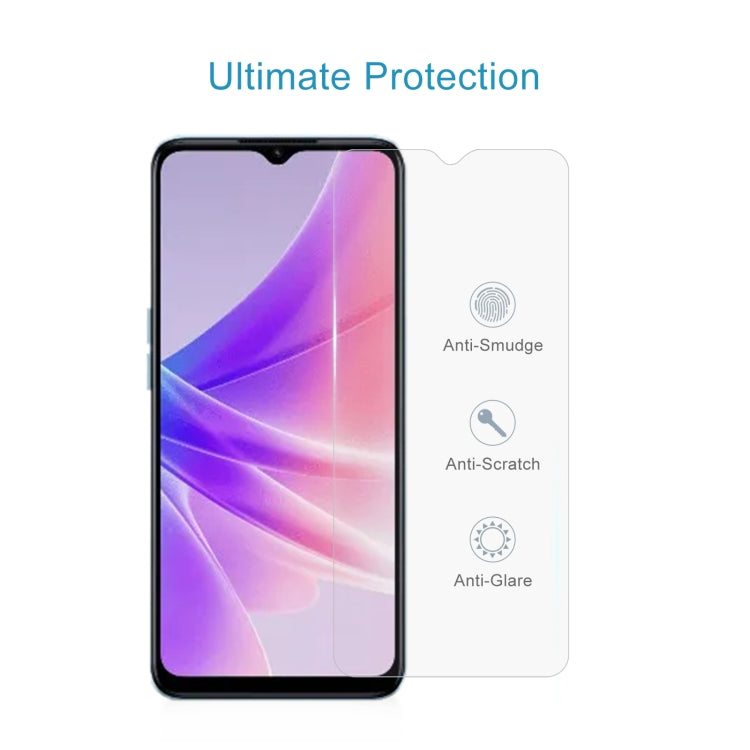50 PCS 0.26mm 9H 2.5D Tempered Glass Film For OPPO A57 /  A57 4G / A77 / K10 5G / A57e / A57s / K10x / A17 / A77s / A17k / A58 / A77 4G / A58x / A56s / A78 / A1x / A38