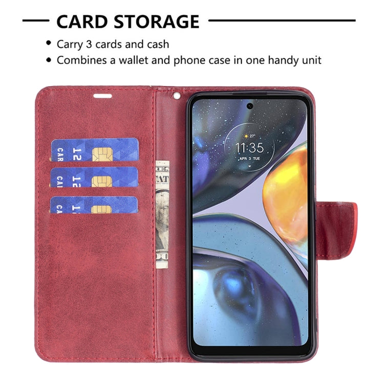 For Motorola Moto G22 Lambskin Texture Pure Color Leather Phone Case