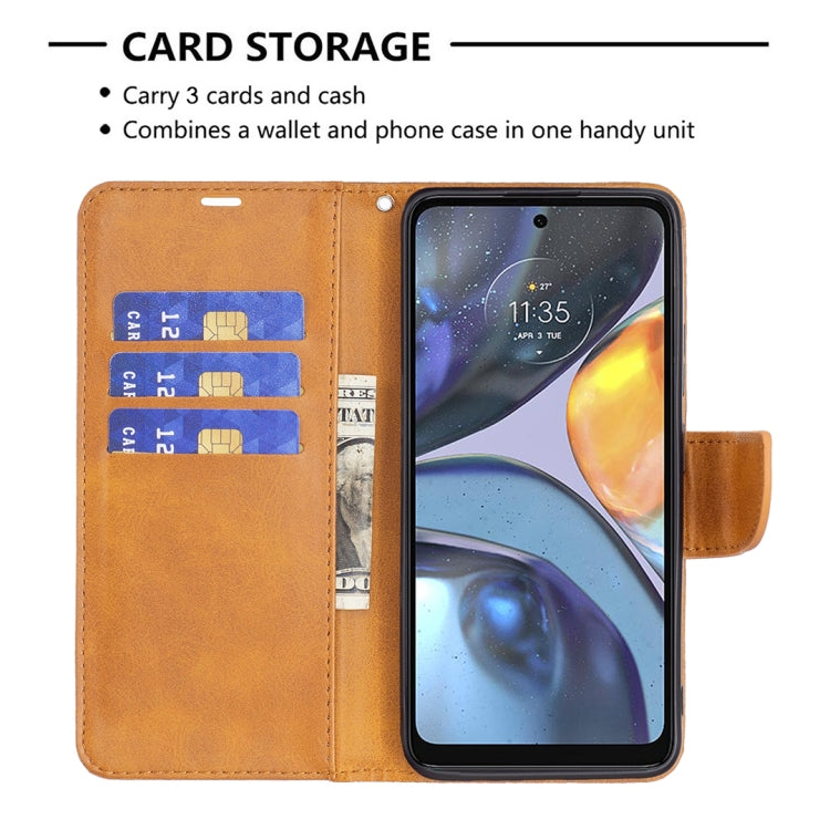 For Motorola Moto G22 Lambskin Texture Pure Color Leather Phone Case