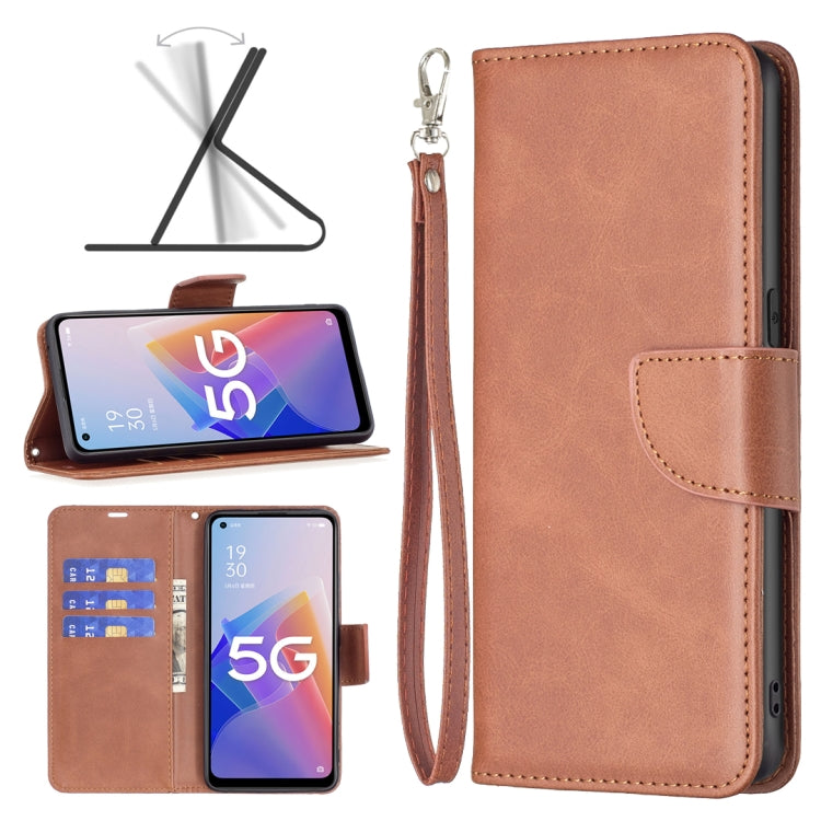 For OPPO A96 5G Lambskin Texture Pure Color Leather Phone Case