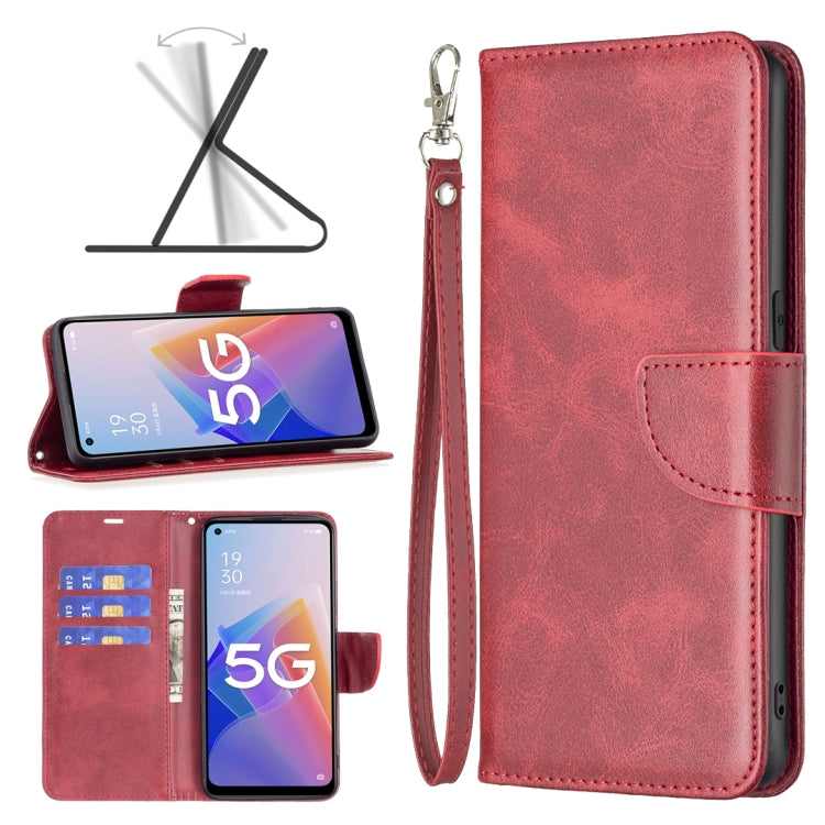 For OPPO A96 5G Lambskin Texture Pure Color Leather Phone Case