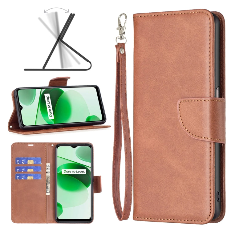 For OPPO Realme C35 Lambskin Texture Pure Color Leather Phone Case