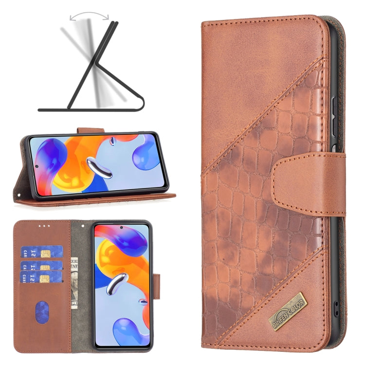 For Xiaomi Redmi Note 11 Pro International Matching Color Crocodile Texture Leather Case
