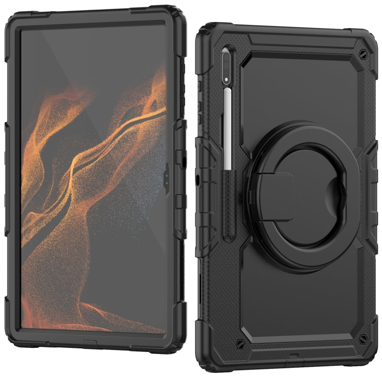 For Samsung Galaxy Tab S8 Ultra Shoulder Strap Silicone + PC Tablet Case