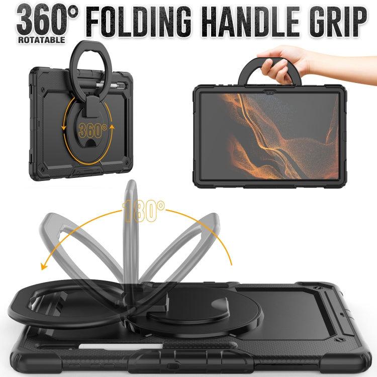 For Samsung Galaxy Tab S8 Ultra Shoulder Strap Silicone + PC Tablet Case
