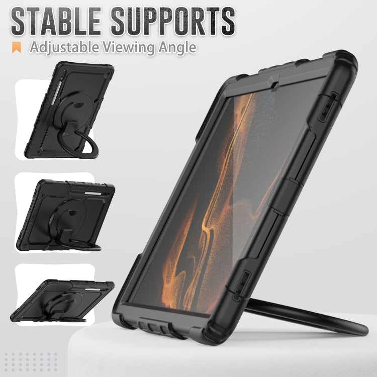 For Samsung Galaxy Tab S8 Ultra Shoulder Strap Silicone + PC Tablet Case