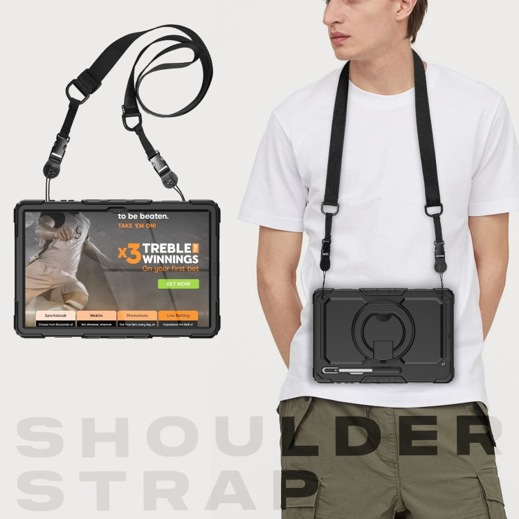 For Samsung Galaxy Tab S8 Ultra Shoulder Strap Silicone + PC Tablet Case
