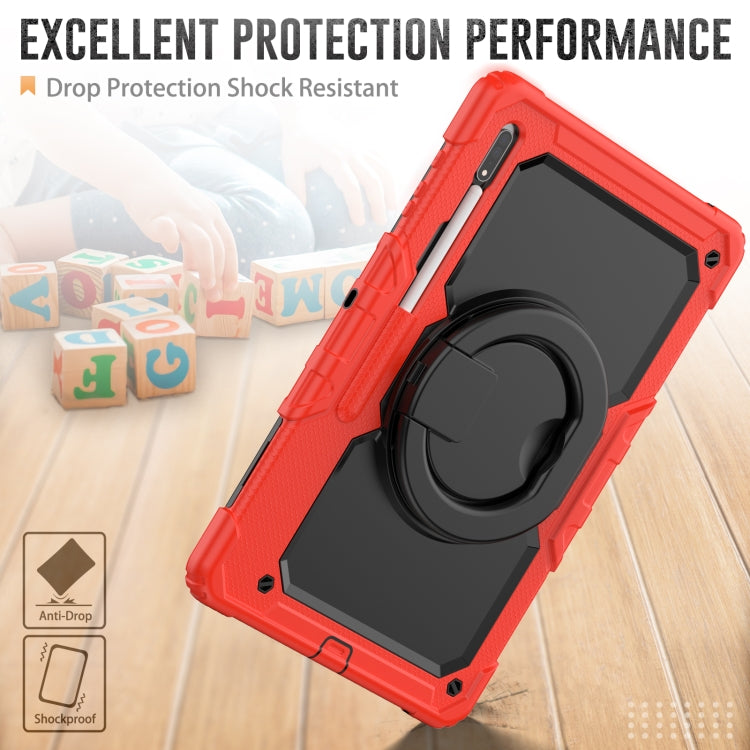 For Samsung Galaxy Tab S8 Ultra Shoulder Strap Silicone + PC Tablet Case