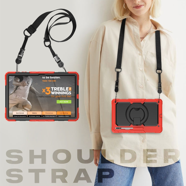 For Samsung Galaxy Tab S8 Ultra Shoulder Strap Silicone + PC Tablet Case