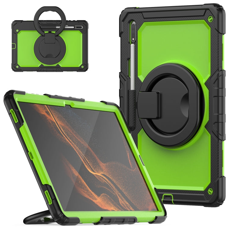 For Samsung Galaxy Tab S8 Ultra Shoulder Strap Silicone + PC Tablet Case