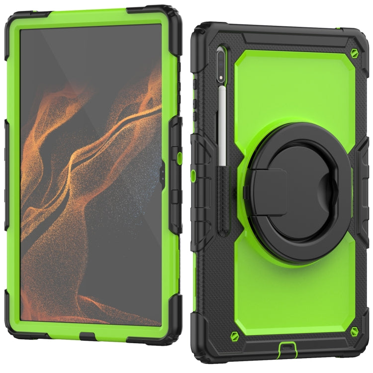 For Samsung Galaxy Tab S8 Ultra Shoulder Strap Silicone + PC Tablet Case