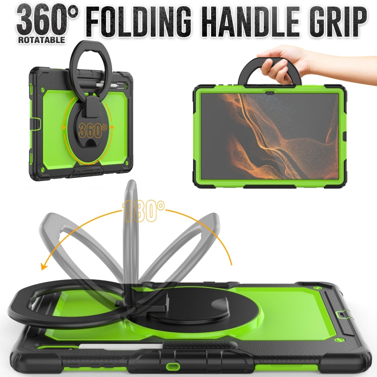 For Samsung Galaxy Tab S8 Ultra Shoulder Strap Silicone + PC Tablet Case
