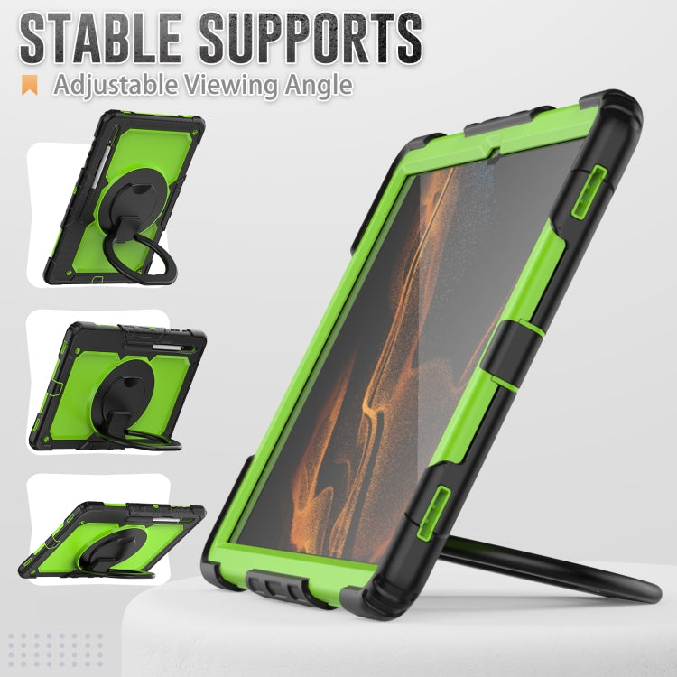 For Samsung Galaxy Tab S8 Ultra Shoulder Strap Silicone + PC Tablet Case