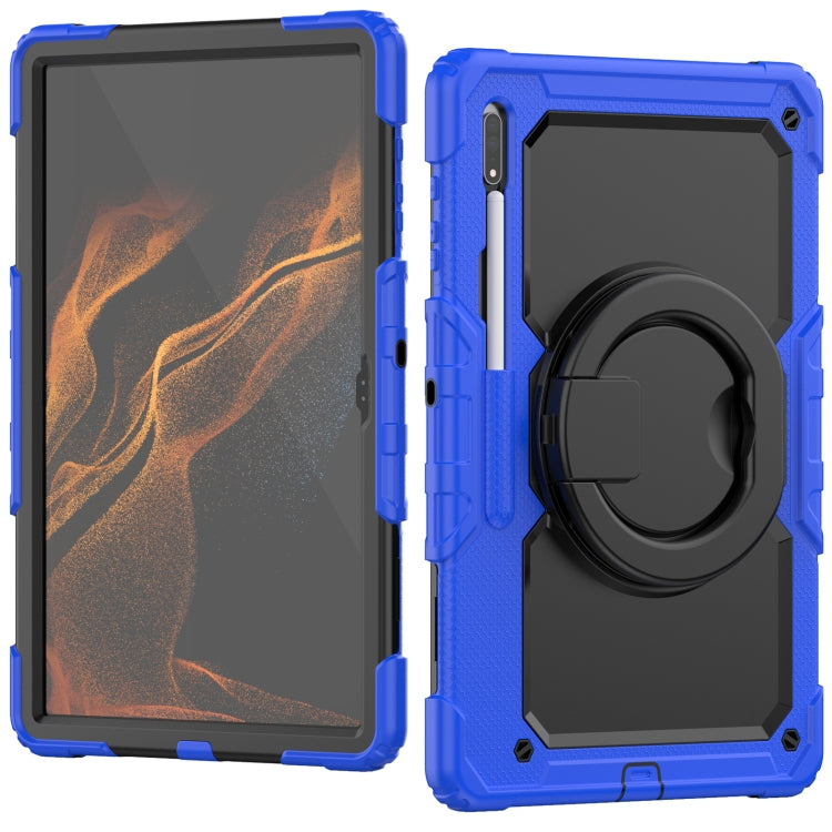 For Samsung Galaxy Tab S8 Ultra Shoulder Strap Silicone + PC Tablet Case