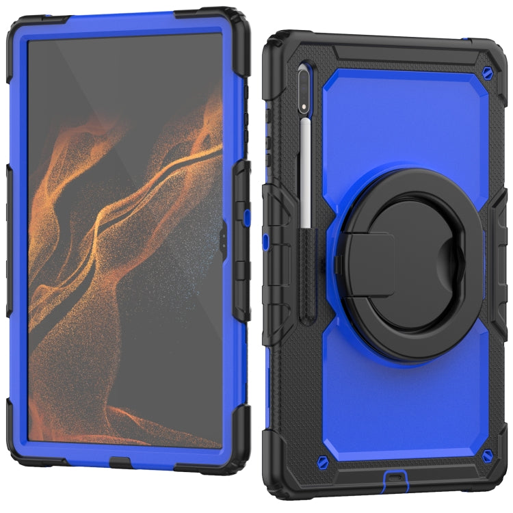 For Samsung Galaxy Tab S8 Ultra Shoulder Strap Silicone + PC Tablet Case