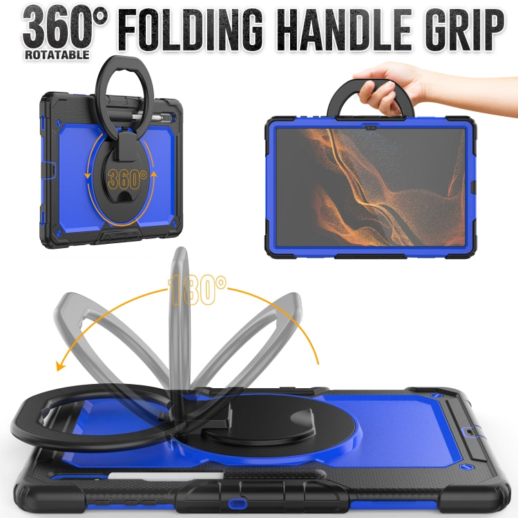 For Samsung Galaxy Tab S8 Ultra Shoulder Strap Silicone + PC Tablet Case