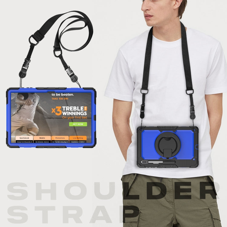 For Samsung Galaxy Tab S8 Ultra Shoulder Strap Silicone + PC Tablet Case