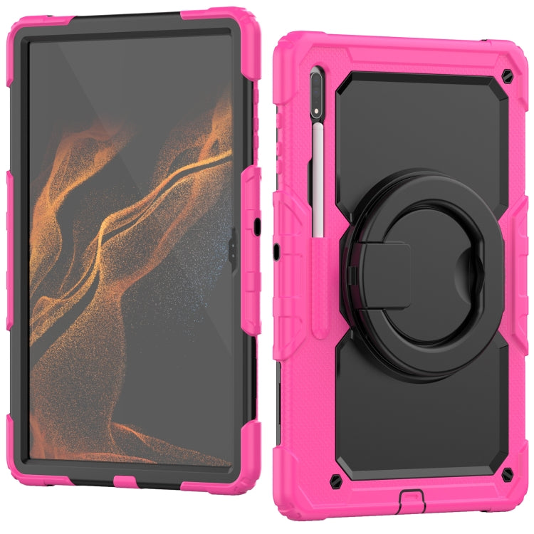 For Samsung Galaxy Tab S8 Ultra Shoulder Strap Silicone + PC Tablet Case