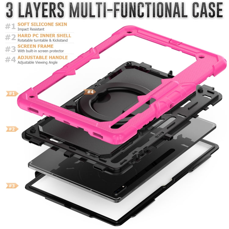 For Samsung Galaxy Tab S8 Ultra Shoulder Strap Silicone + PC Tablet Case
