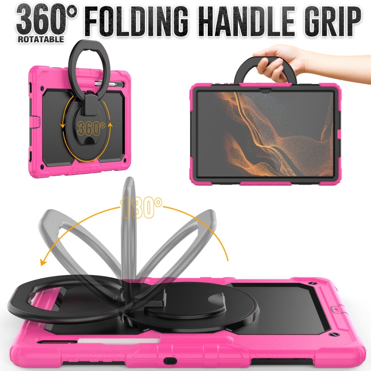 For Samsung Galaxy Tab S8 Ultra Shoulder Strap Silicone + PC Tablet Case