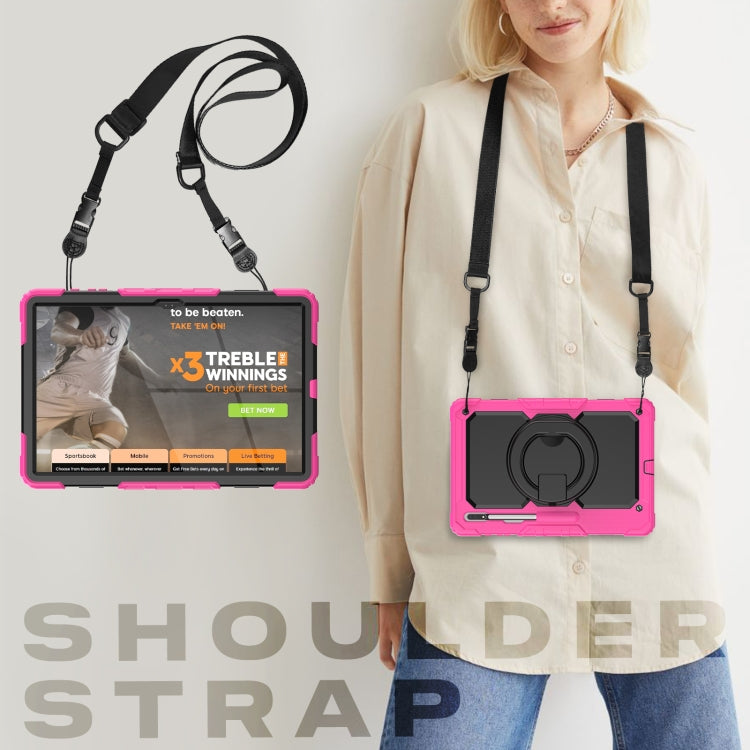 For Samsung Galaxy Tab S8 Ultra Shoulder Strap Silicone + PC Tablet Case