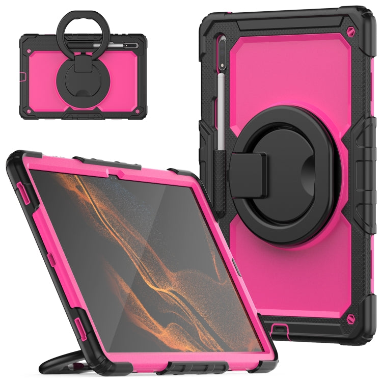 For Samsung Galaxy Tab S8 Ultra Shoulder Strap Silicone + PC Tablet Case