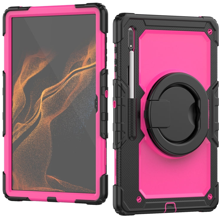 For Samsung Galaxy Tab S8 Ultra Shoulder Strap Silicone + PC Tablet Case