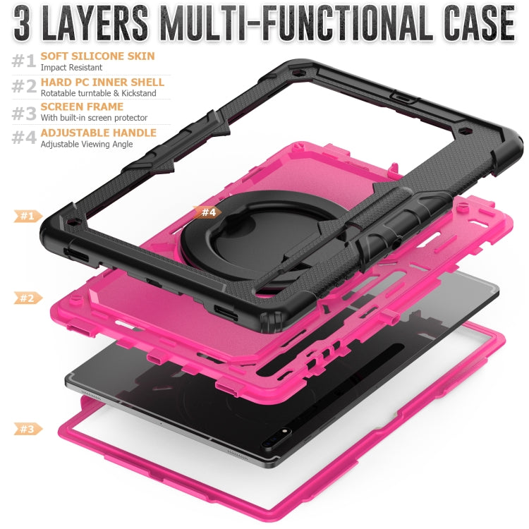 For Samsung Galaxy Tab S8 Ultra Shoulder Strap Silicone + PC Tablet Case