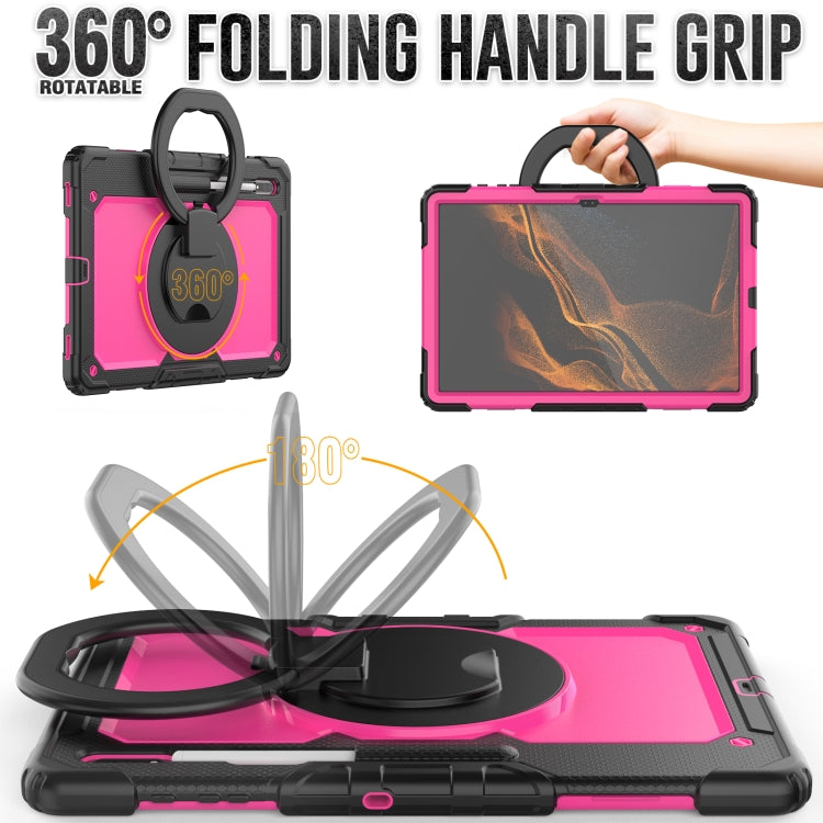 For Samsung Galaxy Tab S8 Ultra Shoulder Strap Silicone + PC Tablet Case