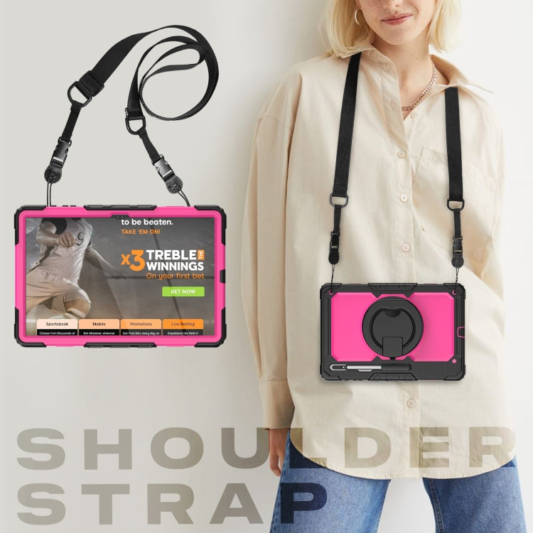 For Samsung Galaxy Tab S8 Ultra Shoulder Strap Silicone + PC Tablet Case