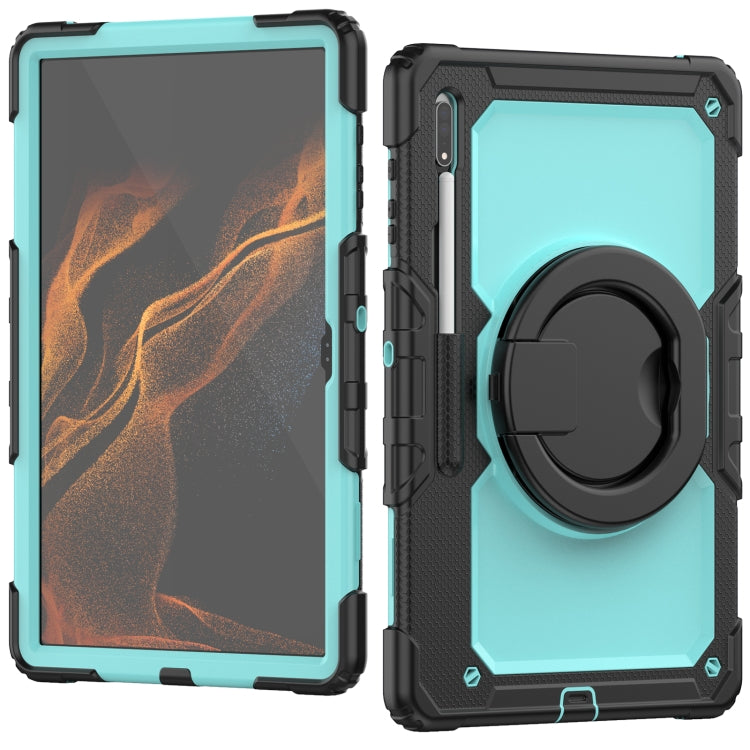For Samsung Galaxy Tab S8 Ultra Shoulder Strap Silicone + PC Tablet Case