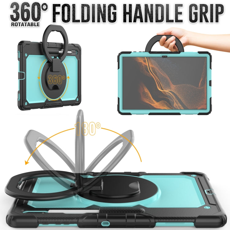 For Samsung Galaxy Tab S8 Ultra Shoulder Strap Silicone + PC Tablet Case