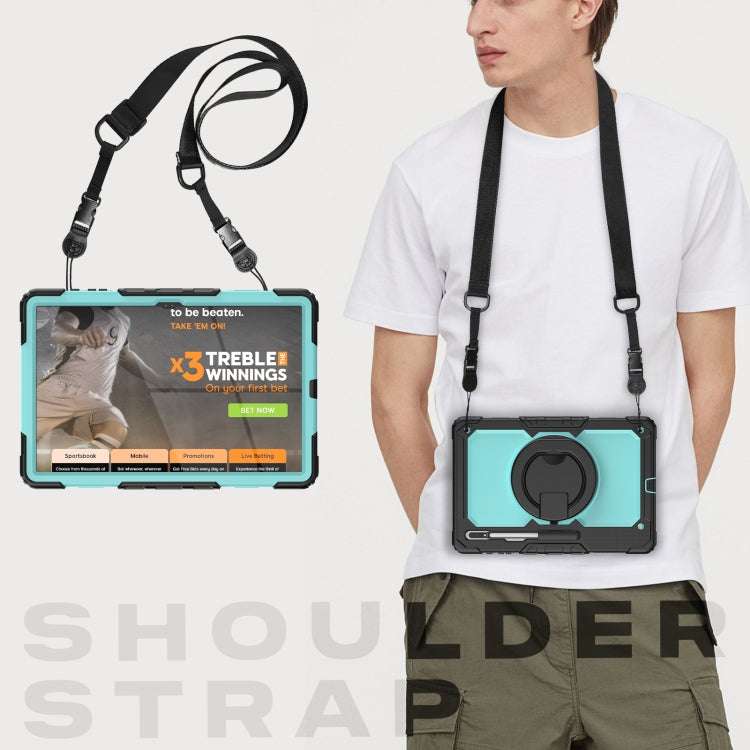 For Samsung Galaxy Tab S8 Ultra Shoulder Strap Silicone + PC Tablet Case