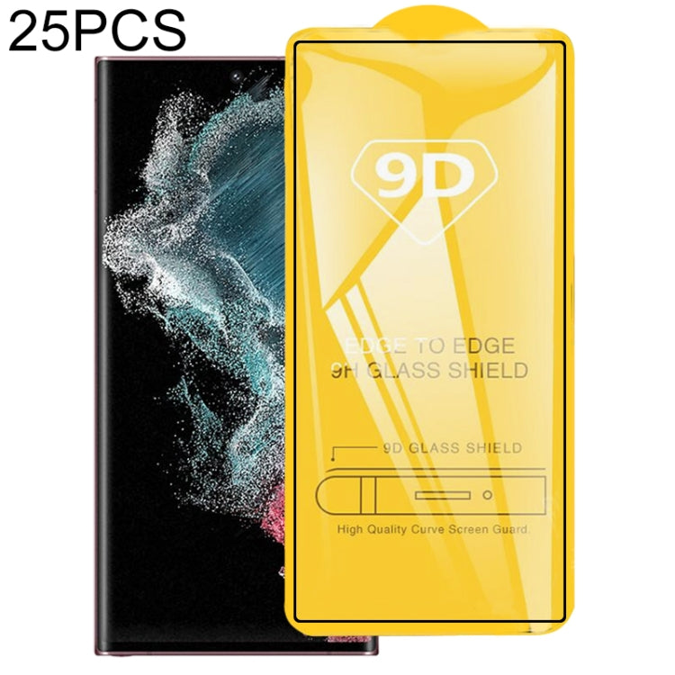 For Samsung Galaxy S22 Ultra 5G 25pcs Full Glue Screen Tempered Glass Film