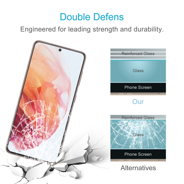 For Samsung Galaxy S21 5G 10pcs 0.26mm 9H 2.5D Tempered Glass Film, Fingerprint Unlocking Is Not Supported