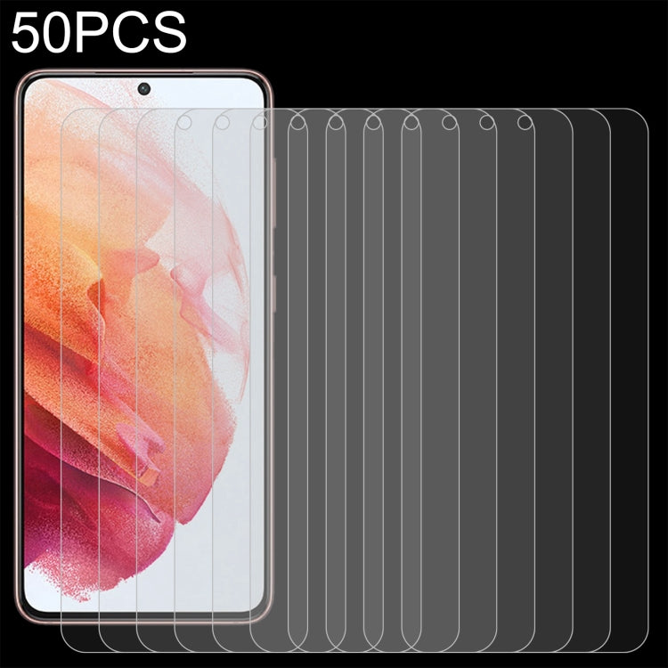 For Samsung Galaxy S21 5G 50pcs 0.26mm 9H 2.5D Tempered Glass Film, Fingerprint Unlocking Is Not Supported