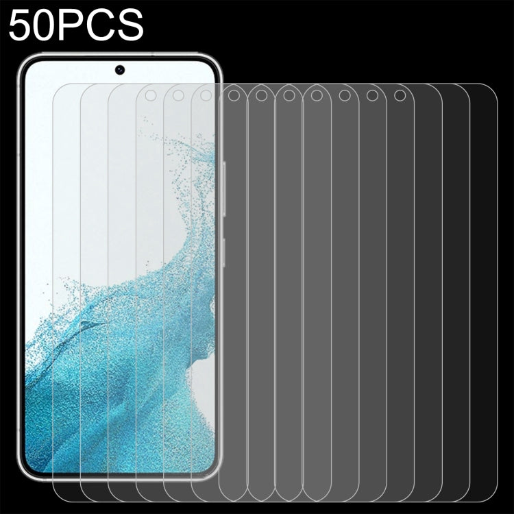 For Samsung Galaxy S22 5G 50pcs 0.26mm 9H 2.5D Tempered Glass Film, Fingerprint Unlocking Is Not Supported