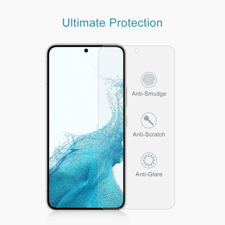 For Samsung Galaxy S22 5G 50pcs 0.26mm 9H 2.5D Tempered Glass Film, Fingerprint Unlocking Is Not Supported