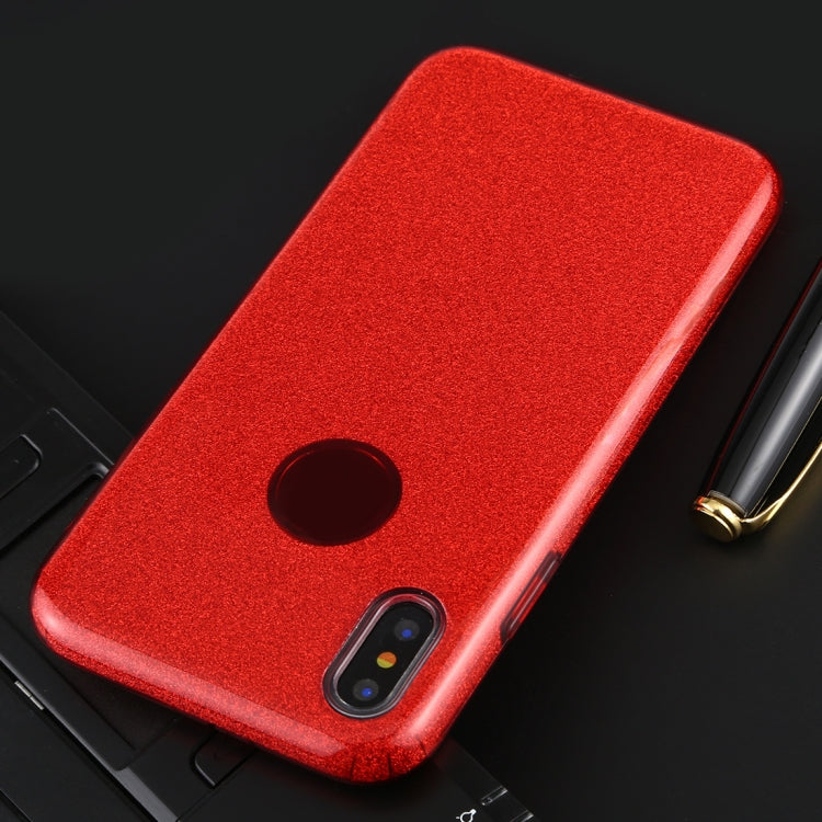 For iPhone XS Max Full Coverage TPU + PC Glittery Powder Protective Back Case