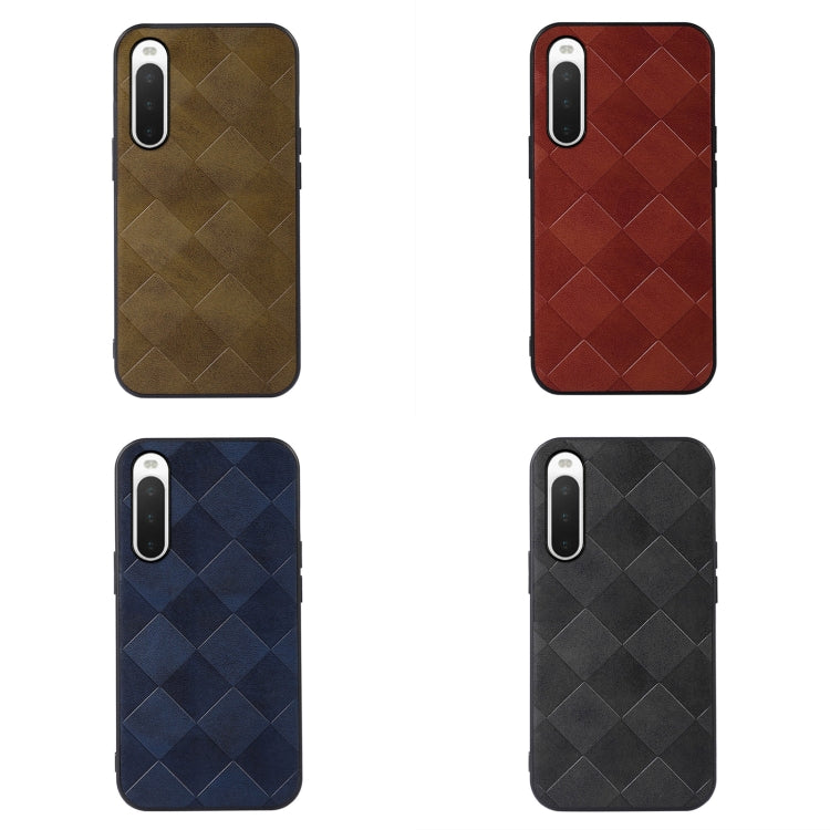 For Sony Xperia 10 IV Weave Plaid PU Phone Case