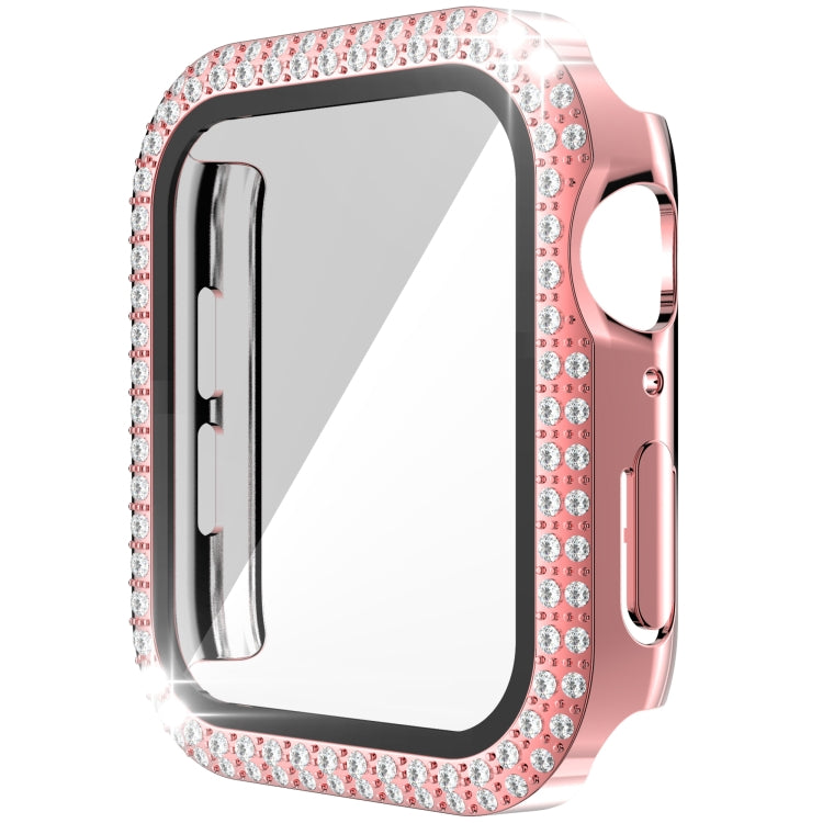 Double-Row Diamond PC+Tempered Glass Watch Case For Apple Watch Series 3&2&1 38mm