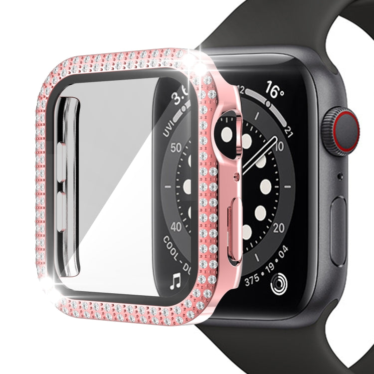 Double-Row Diamond PC+Tempered Glass Watch Case For Apple Watch Series 3&2&1 38mm