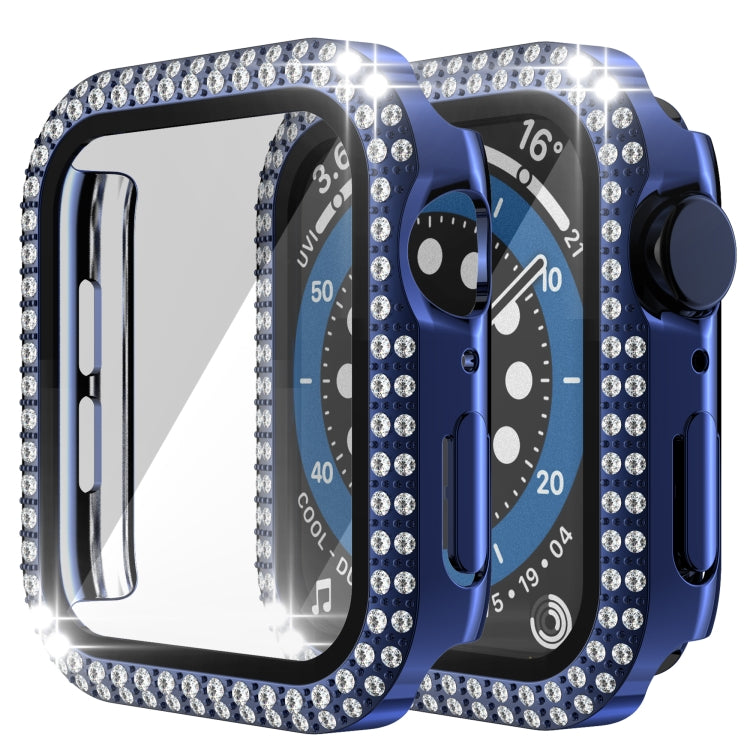 Double-Row Diamond PC+Tempered Glass Watch Case For Apple Watch Series 3&2&1 38mm