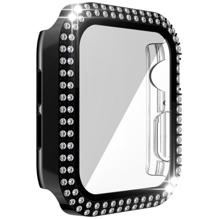 Double-Row Diamond PC+Tempered Glass Watch Case For Apple Watch Series 3&2&1 38mm