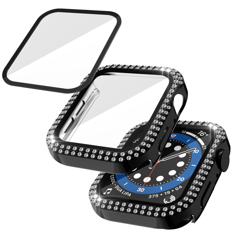 Double-Row Diamond PC+Tempered Glass Watch Case For Apple Watch Series 3&2&1 38mm