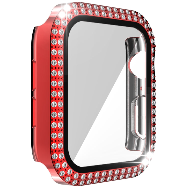 Double-Row Diamond PC+Tempered Glass Watch Case For Apple Watch Series 3&2&1 38mm